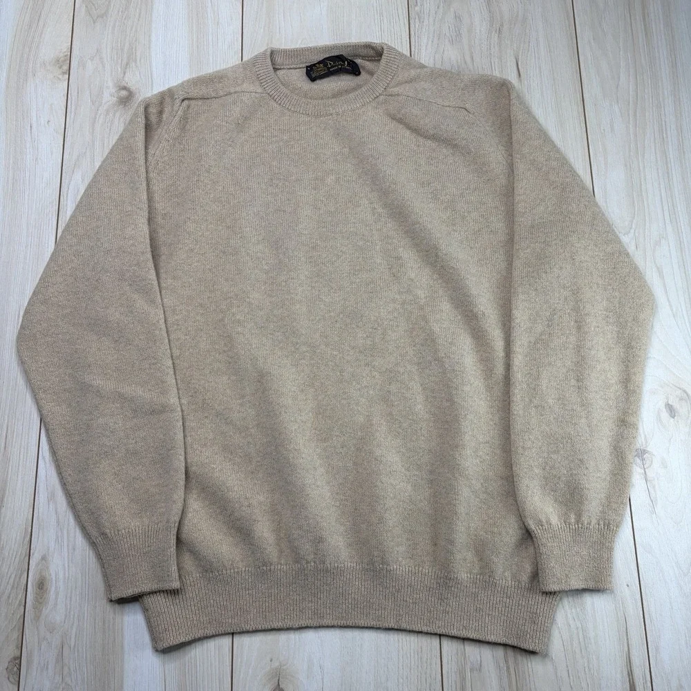 Pringle of Scotland Lambswool Knit Sweatshirt Mens Medium Made In Scotland Beige